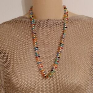 Vtg Multicolored 70s Handcrafted Beaded Necklace